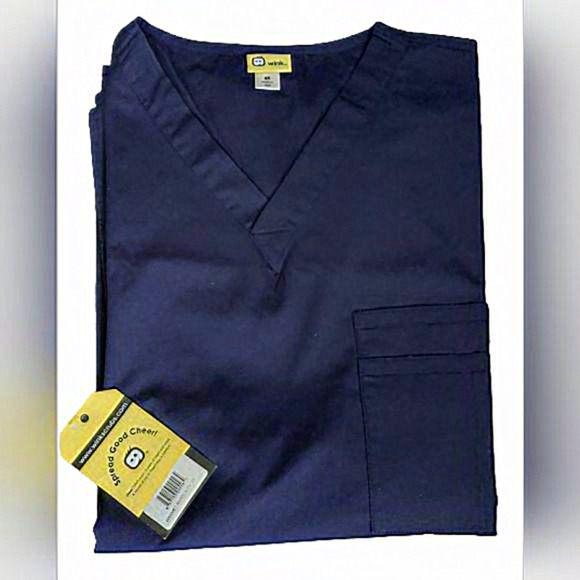 Navy Blue V Neck WonderWink‎ 4X Scrub top NWT - Picture 1 of 3